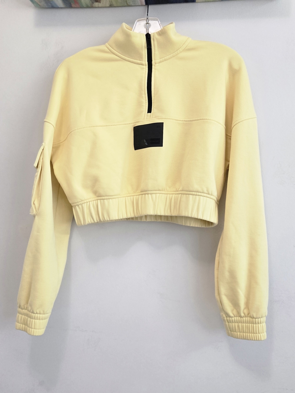 HUGO  Yellow Cropped half-zip Sweatshirt Cotton Blend US S
